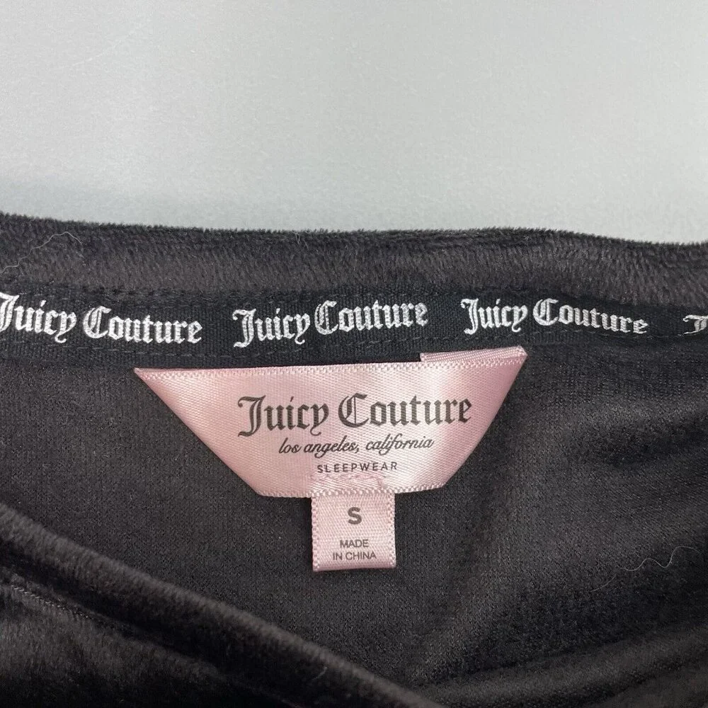 Juicy Couture Pajama Top Sleepwear Rhinestone Bling Logo Velour Black Womens S - Picture 4 of 9